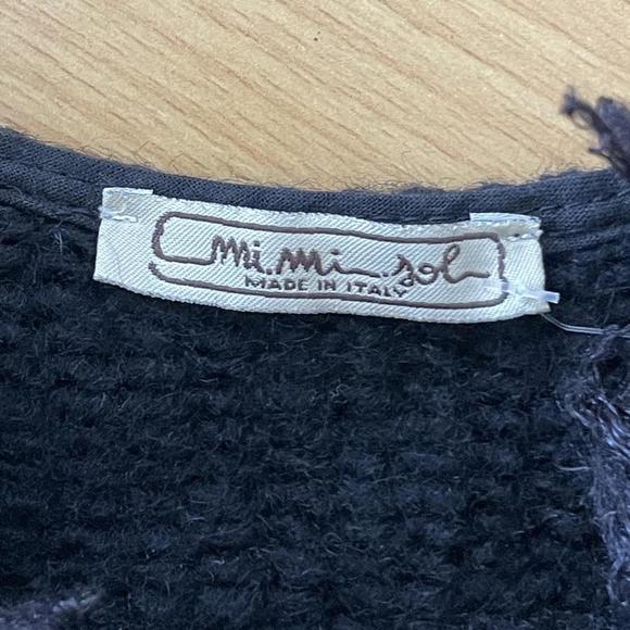 Mi Mi Sol KIDS designer made in Italy black shaggy vest top - Picture 6 of 7